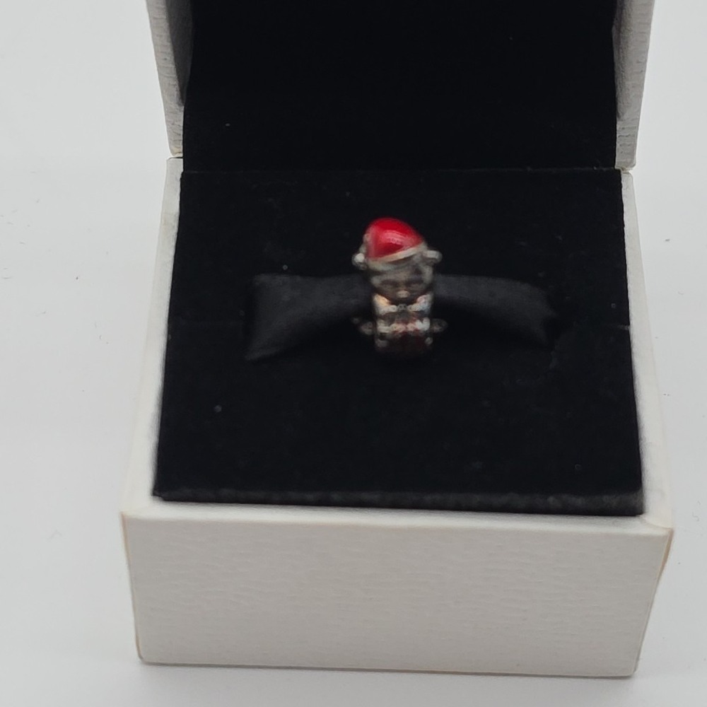 Pandora Charm Christmas Retired Santa Hat Bear‎